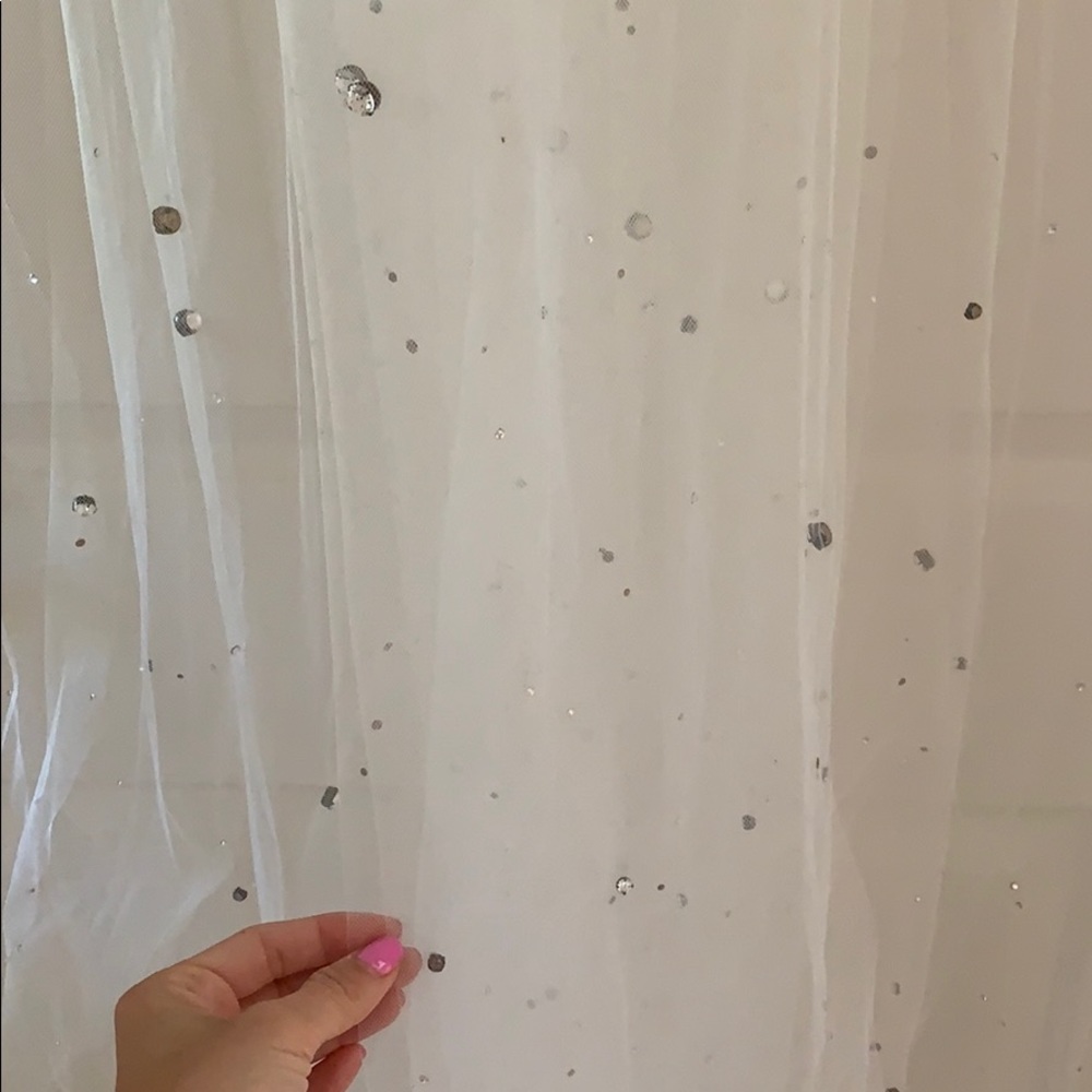 Cathedral length tool veil with rhinestones